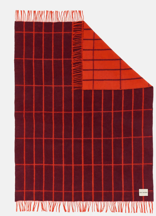 Marimekko Tiiliskivi Burgundy Orange Red Wool Throw
