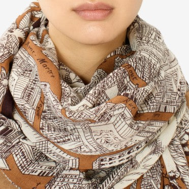 Inoui Editions Wool Scarf 100 Turgot Map of Paris
