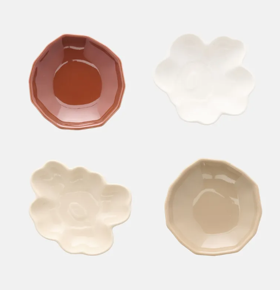 Marimekko Unikko & Kivet Set of 4 Small Bowls 4" x 4"