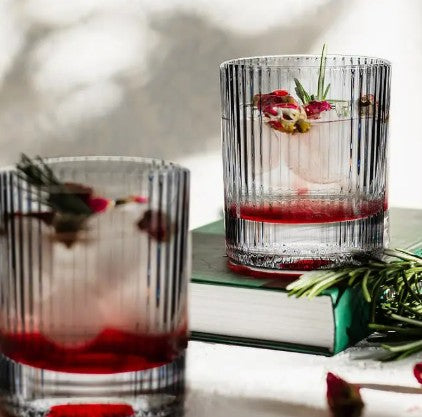 Vertical Ribbed Optic Glass Lowball Tumbler