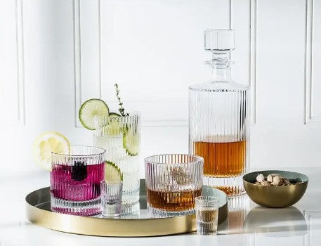 Vertical Ribbed Glass Lowball Tumbler