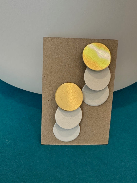 Sibilia White Three Circles Earrings LG