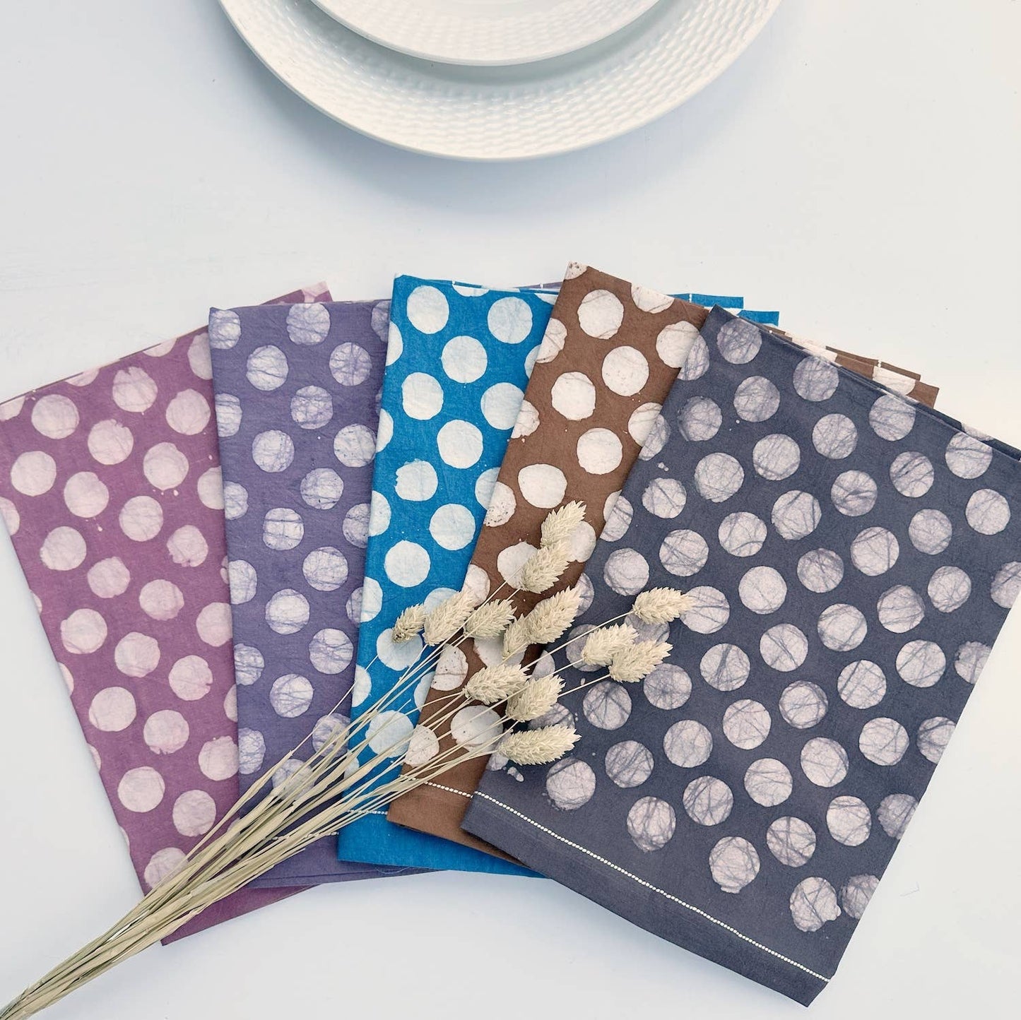 Gray Polka Dots Cotton Dinner Napkin