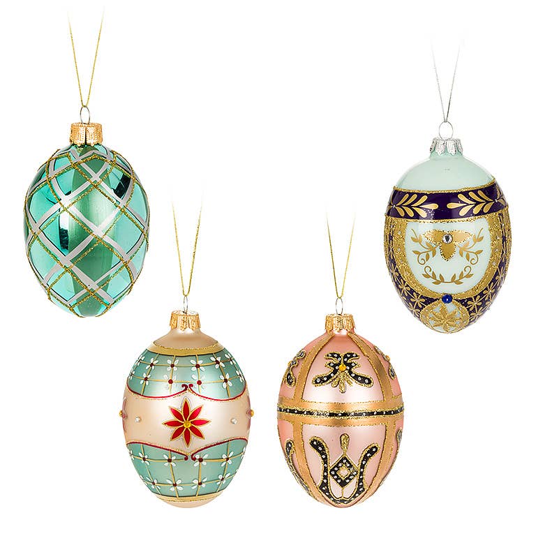Large Ornate Egg Ornament-4Asst-3.5"H