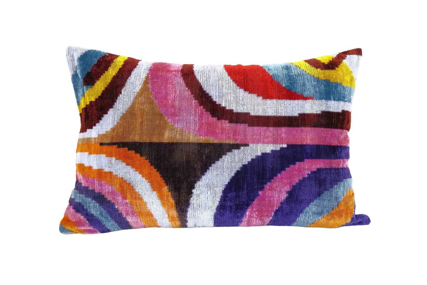 Silk Velvet Ikat Pillow Modern Color Stripe Cover