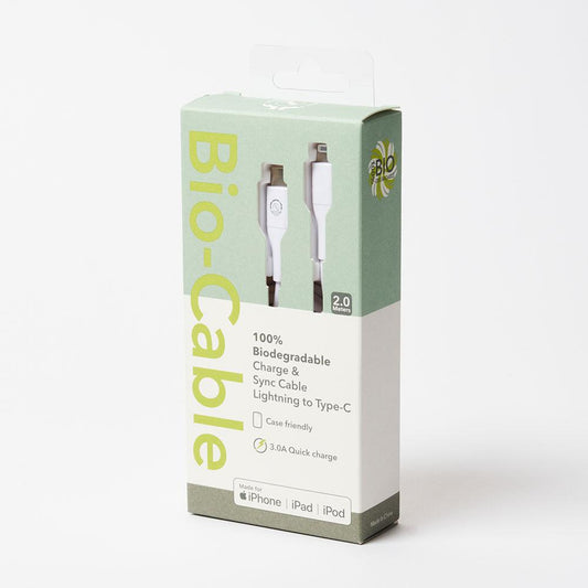 White USB C to Lightning Cord Biodegradable