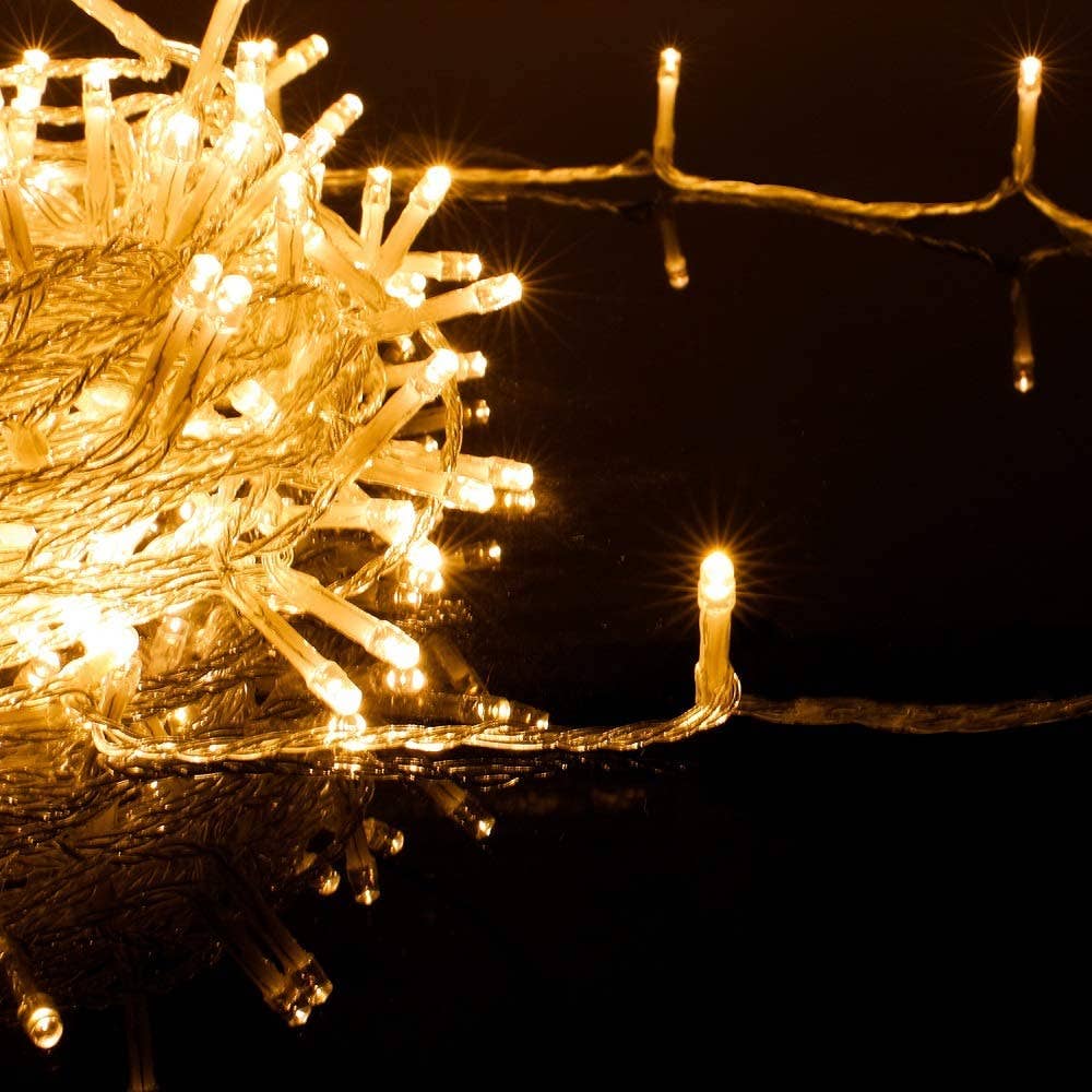 200 LED Clear Cable String Lights Plug In - Warm White