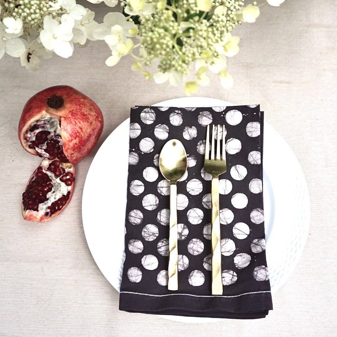 Gray Polka Dots Cotton Dinner Napkin