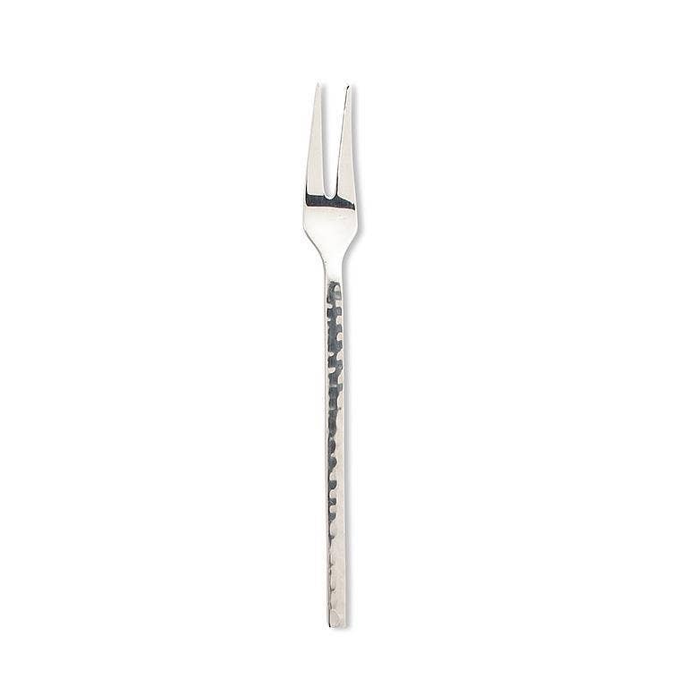 Shiny Hammered Cocktail Fork 5"L