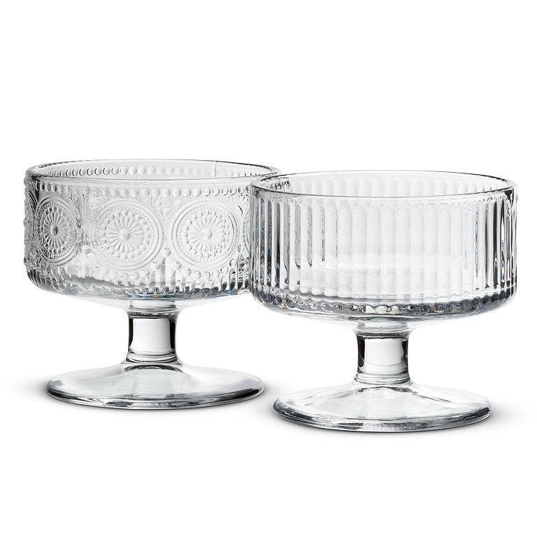 Optic Small Glass Footed Bowl 3.5"D