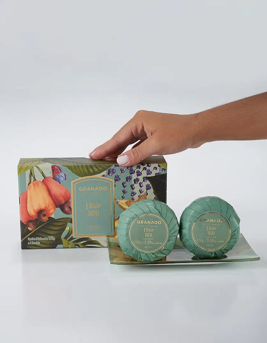 Granado Elixir Bar Soap Duo with Glass Tray 150g x 2