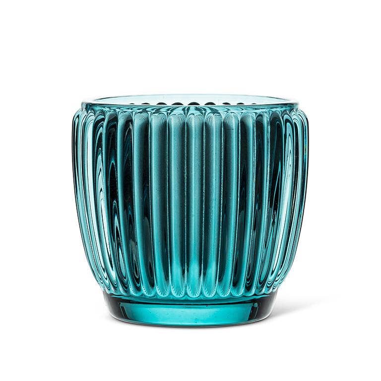 Small Ribbed Votive Denim Blue 3" H