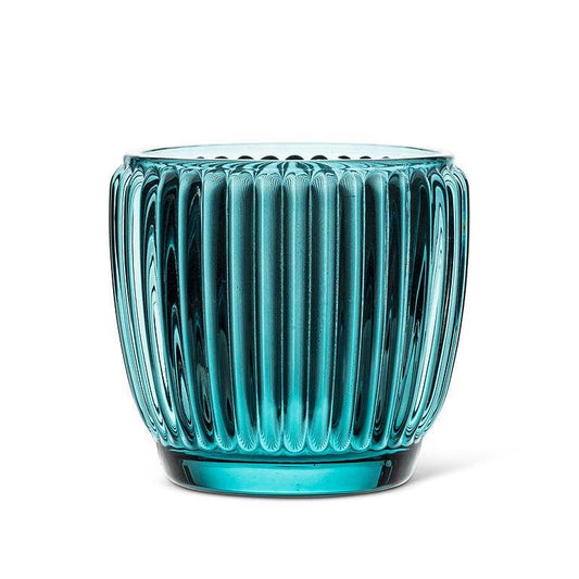 Small Ribbed Votive Denim Blue 3" H