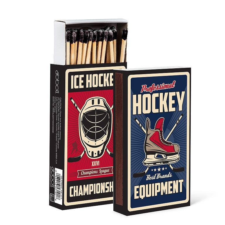 Retro Hockey Print Matches 4"L