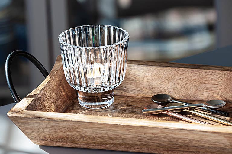 Ribbed Glass Tealight Holder