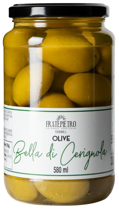 Gustiamo Cerignola Green Olives in Glass Jar