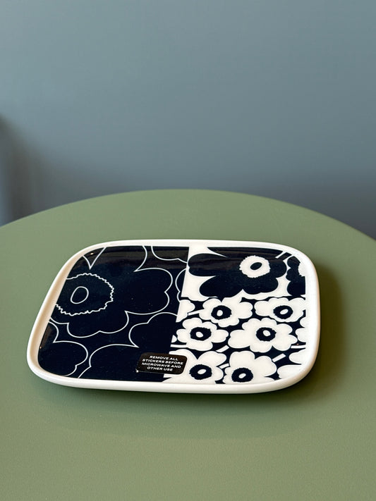 Marimekko Navy Unikko Small Rectangular Plate